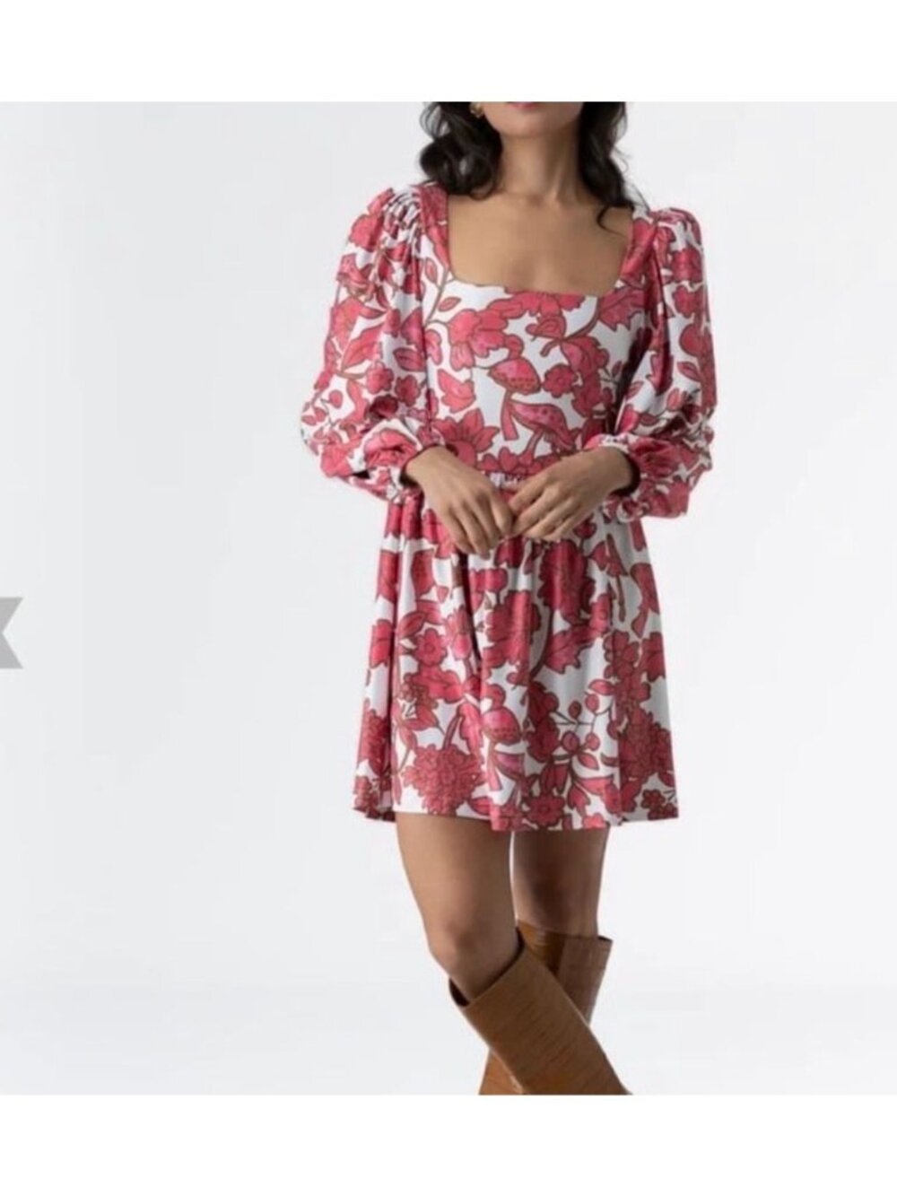 Smith & Quinn Beatrice Dress Womens Size S Pink Floral Puff Sleeve O66